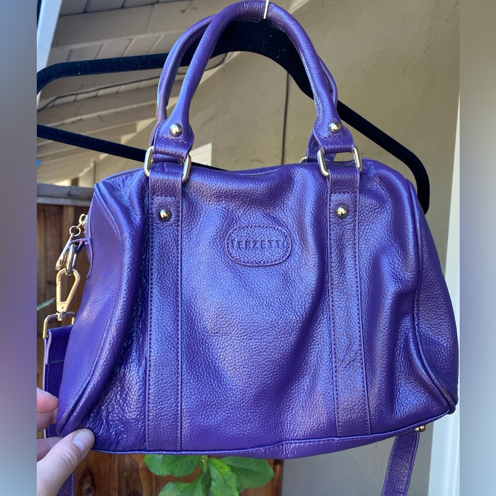 TERZETTO Purple Purse; Genuine Leather